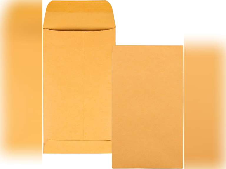 Quality Park #5 1/2 Coin Envelopes, 3 1/8 x 5 1/2, Gummed, Small Parts, Jewelry & Seed Envelopes for Garden, 28 lb Brown Kraft, 500 per Box (QUA50562) Packing damage 29