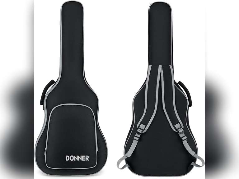 Donner 40 41 Inch Acoustic Guitar Case, 5 mm Thick Padding Sponge 600D Ripstop Waterproof Nylon Soft Acoustic Guitar Bag with Dual Adjustable Shoulder Strap and Thick Sponge Handle, Black 23