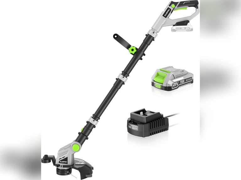 21V Cordless String Trimmer with Auto-Feed - 12" Electric Weed Eater & Lawn Edger, 3-in-1 Lightweight Weed Wacker for Yard, Garden, Includes 2.0Ah Battery & Fast Charger 80
