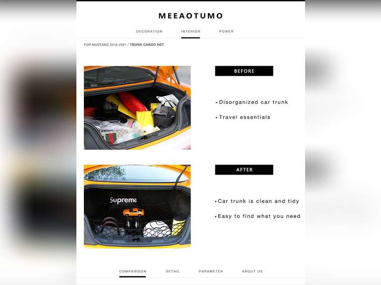 Trunk Cargo Net Accessories for Ford Mustang 2015-2024 15