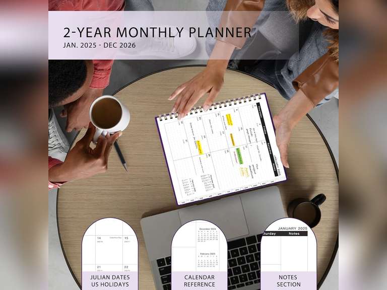 Ymumuda Planner - Monthly Planner 2024-2026, JAN.2025 to DEC.2026, 8.5" x 11", Large Planner with Spiral Bound, Perfect for School & Office Schedule, Purple 6