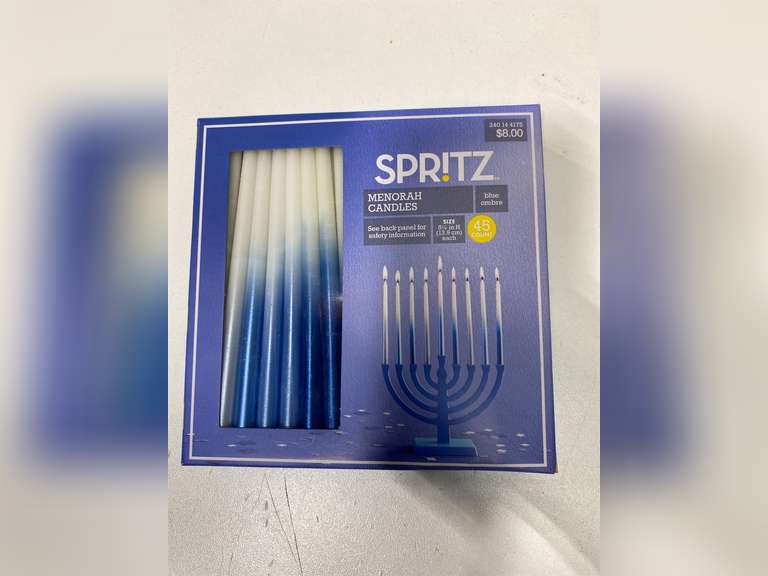 45ct 6" Hanukkah Wax Menorah Candles Blue Silver Ombre - Spritz 8