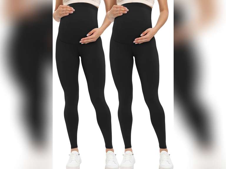 Buttergene Women's Maternity Leggings over the Belly Pregnancy Active Wear Workout Yoga Tights Pants S 20