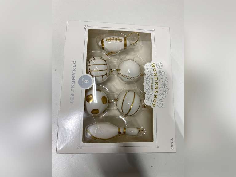 6pc Ceramic Sports Christmas Tree Ornament Set White - Wondershop : Indoor Holiday Decor, No Choking Hazard, 6 Pieces 15