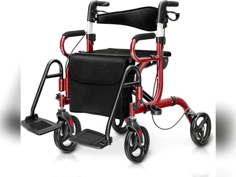 Rollator Foot Rests Goplus 2 in 1 Rollator Walker for Seniors, Medical Walker with Seat ...