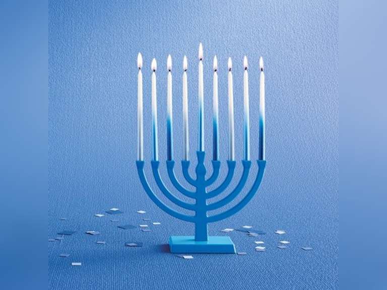 45ct 6" Hanukkah Wax Menorah Candles Blue Silver Ombre - Spritz 8