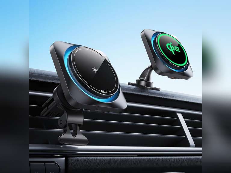 ESR for Qi2-Certified 15W MagSafe Car Mount Charger with CryoBoost, Phone Cooling MagSafe Car Charger, Air Vent/Dashboard Wireless Car Charger for iPhone 15/14/13/12(Not for iPhone16), Samsung S25 26