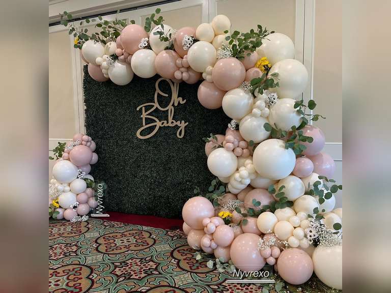 142Pcs Sand White Neutral Pink Balloon Garland Arch Kit, Nude Blush Dusty Pink Balloons for Retro Boho Wedding Baby Shower Bridal Shower Gender Reveal Anniversary Engagements Birthday Party Decoration 15