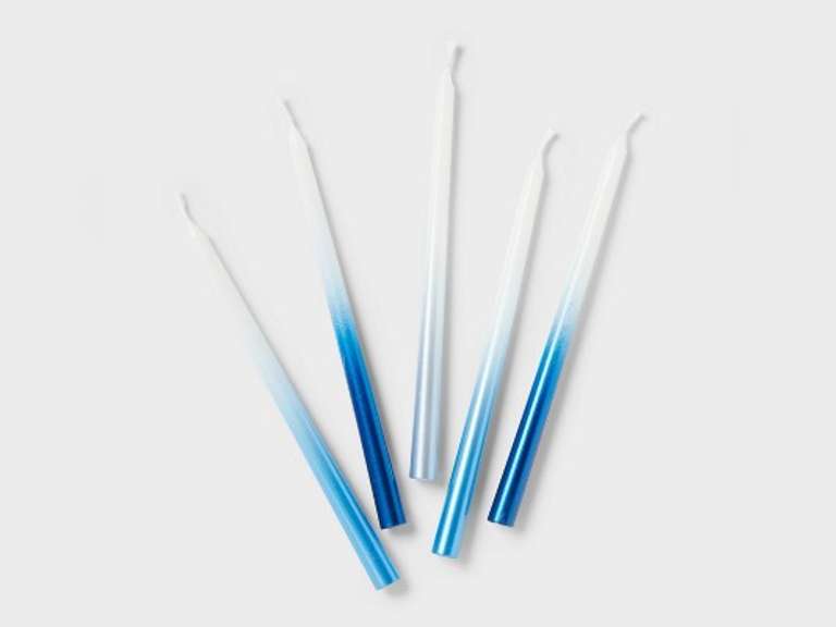 45ct 6" Hanukkah Wax Menorah Candles Blue Silver Ombre - Spritz 8