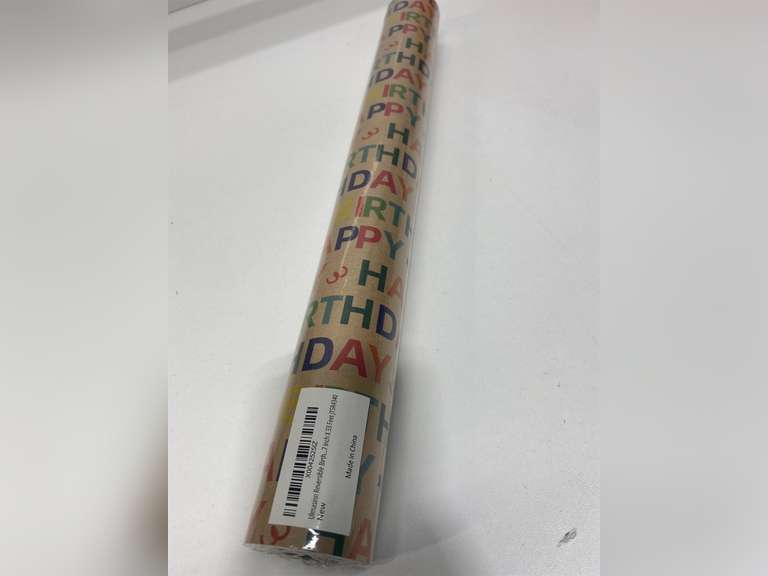 Kraft Birthday Wrapping Paper - Mini Roll - 17 Inches X 33 Feet - for Boys Girls Kids - Colorful Happy Birthday Pattern Great for Birthday, Party, Baby Shower 10