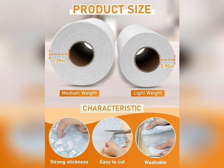 PLANTIONAL Lightweight White Iron-On Non-Woven Fusible Interfacing: 11.6" x 30yd Lightweight Non-Woven Interfacing Iron On Polyester Single-Sided Interfacing for DIY Crafts Supplies 16