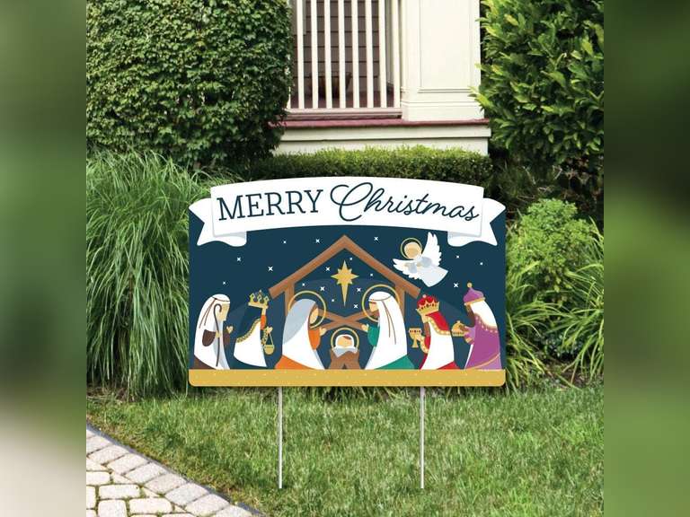 Big Dot of Happiness Holy Nativity - Manger Scene Religious Christmas Yard Sign Lawn Decorations - Merry Christmas Party Yardy Sign 27