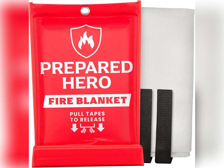 Prepared Hero Emergency Fire Blanket - 1 Pack - Fire Suppression Blanket for Kitchen, 40 x 40 Fire Blanket for Home, Fiberglass Fire Blanket 26