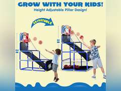 JOYIN Arcade Basketball Game Set with 4 Balls and Hoop for Kids 3 to 12 Years Old Indoor Outdoor Sport Play - Easy Set Up - Air Pump Included - Ideal for Competition 40