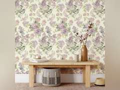 Floral Wallpaper Peel and Stick Modern, Purple Lilac Flower Wall Paper, Vintage Self Adhesive Wallpapers for Bedroom or Furniture Decor, Removable Renter Friendly Contact Paper 120" X17.3" 15