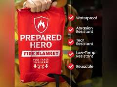Prepared Hero Emergency Fire Blanket - 1 Pack - Fire Suppression Blanket for Kitchen, 40 x 40 Fire Blanket for Home, Fiberglass Fire Blanket 26