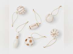 6pc Ceramic Sports Christmas Tree Ornament Set White - Wondershop : Indoor Holiday Decor, No Choking Hazard, 6 Pieces 15