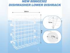 Upgrade OEM 808602302 Dishwasher Lower Dishrack Intended for Frigidaire, Fit for Kenmore Dishwasher Rack 1-Year Service Equipped with 154174501 Wheels Replace Part Number 154432602 154432601 154319706 107