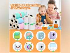 HuiJuKeJi 9 Rolls Mini Printer Sticker Paper,Thermal Self-Adhesive Paper 57 * 25mm,3 Rolls of White &6 Rolls of Colour Paper for Pocket Inkless Portable Bluetooth Printer to Print Photo,Note 13