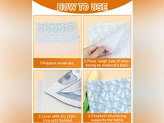 PLANTIONAL Lightweight White Iron-On Non-Woven Fusible Interfacing: 11.6" x 30yd Lightweight Non-Woven Interfacing Iron On Polyester Single-Sided Interfacing for DIY Crafts Supplies 16