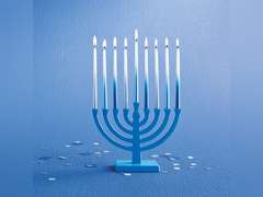 45ct 6" Hanukkah Wax Menorah Candles Blue Silver Ombre - Spritz 8