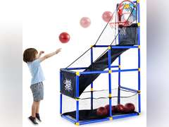 JOYIN Arcade Basketball Game Set with 4 Balls and Hoop for Kids 3 to 12 Years Old Indoor Outdoor Sport Play - Easy Set Up - Air Pump Included - Ideal for Competition 40