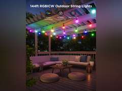 Govee Smart Outdoor String Lights 2, 144ft RGBIC Outdoor Lights with Dimmable Warm White LED Bulbs, 47 Scene Modes for Patio, Backyard, Balcony, IP65 Waterproof, Works with Alexa, Google Assistant 170