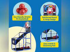 JOYIN Arcade Basketball Game Set with 4 Balls and Hoop for Kids 3 to 12 Years Old Indoor Outdoor Sport Play - Easy Set Up - Air Pump Included - Ideal for Competition 40