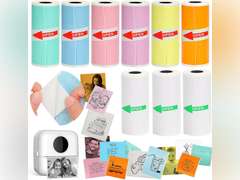 HuiJuKeJi 9 Rolls Mini Printer Sticker Paper,Thermal Self-Adhesive Paper 57 * 25mm,3 Rolls of White &6 Rolls of Colour Paper for Pocket Inkless Portable Bluetooth Printer to Print Photo,Note 13