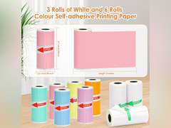 HuiJuKeJi 9 Rolls Mini Printer Sticker Paper,Thermal Self-Adhesive Paper 57 * 25mm,3 Rolls of White &6 Rolls of Colour Paper for Pocket Inkless Portable Bluetooth Printer to Print Photo,Note 13