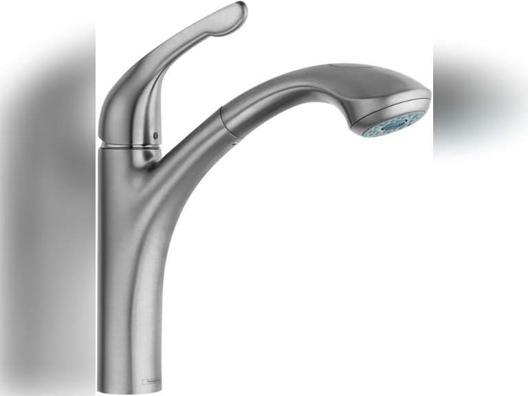 hansgrohe Allegro E Stainless Steel Single-Handle Kitchen Faucet, Kitchen Faucets with Pull Out Sprayer, Faucet for Kitchen Sink, Stainless Steel Optic 04076860, 12.6" Height 392