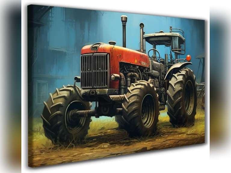 Canvas PrintsTractor Framed Art Print - Farm Tractor, Vintage Tractor,Framed for Bedroom Living Room Bedroom Home Office Decorations (2, 16X24X1in) 24