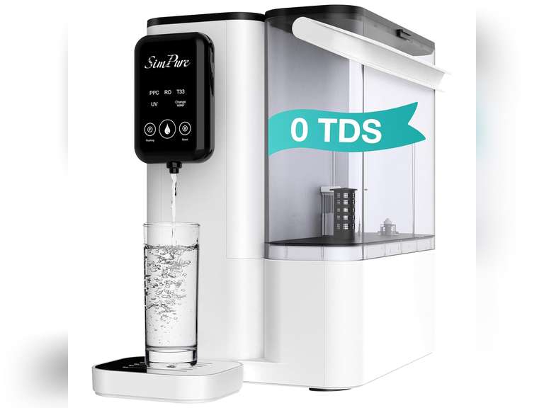 SimPure Y9T Countertop Reverse Osmosis Water Filter, Near Zero TDS 300 GPD 6 Stage Purification, RO Water Filtration System, Super Fast Filtering Portable Water Purifier 440