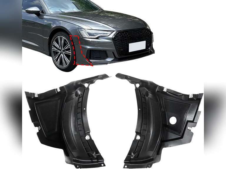 1 Pair Front Section Fender Liners Compatible with Audi A6 Quattro S6 2012-2015 Replace# 4G0853888C 4G0853887C AU1243100 AU1242100 LH & RH Front Section Wheel Fender Flare 73