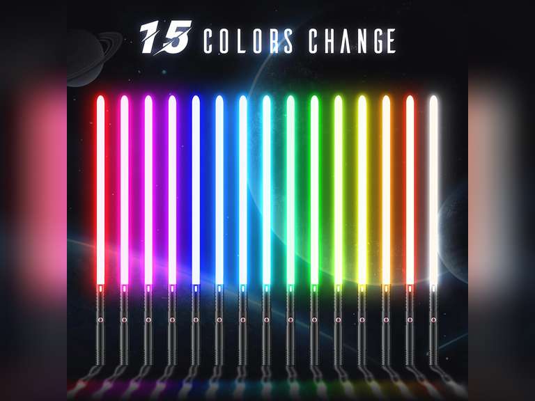 Lightsaber,LED Lightsaber, Dueling Lightsaber for Adults, Kids, Lightsabers for 3 Modes, Light Saber with 15 RGB Colors, Lightsaber Toy for Children's Day Halloween, 1 Pack(Black-B) 40