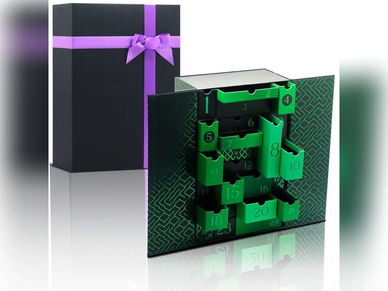 AVUX DIY Advent Calendar Empty Box with Drawer A Green Colored with 24 Drawers Luxury Gift Box with Magnetic Closure and Ribbon for Gifts A Large & Gift Box for Men, Women, and Parents 30