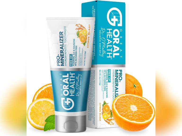 Nano Hydroxyapatite Fluoride-Free Pro Mineralizer Remineralizing Anti Cavity Xylitol Enamel Support Sensitive Teeth Toothpaste - Citrus Blast 17