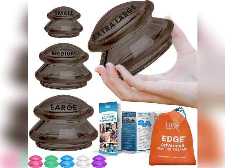 Silicone Cupping Therapy Set Professional Massage Cupping Cups for Cupping Therapy 4 Cup Kit for Massage, Myofascial Release, Cellulite Reduction (Lure Onyx) 27
