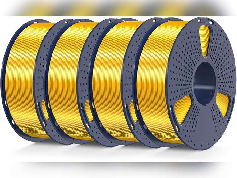 3D Printer Silk Filament, SUNLU Shiny Silk PLA Filament 1.75mm, Smooth Silky Surface, Great Easy to Print for 3D Printers, Dimensional Accuracy +/- 0.02mm, Silk Light Gold x4 4KG 49