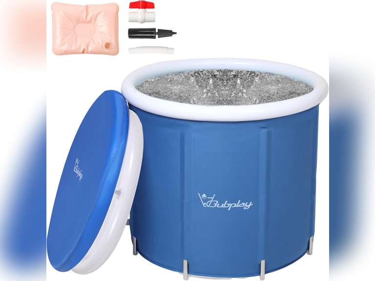 XL Ice Bath Tub for Athletes & Adults - 105 Gallons, Cold Plunge Tub with Cover, Inflatable Ice Bath Barrel for Indoor Outdoor - Blue 55
