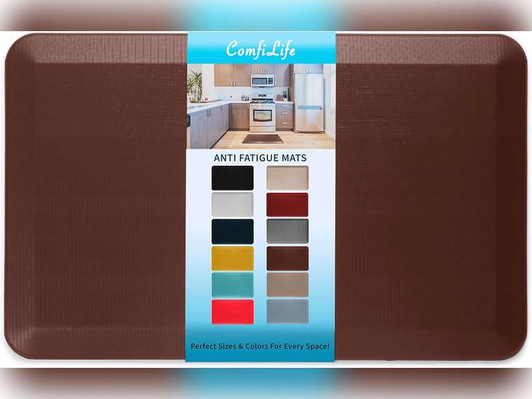 ComfiLife Anti Fatigue Floor Mat 3/4 Inch Thick Perfect Kitchen Mats for Floor, Standing Desk Mat Comfort at Home, Office, Garage Durable Stain Resistant Non-Slip Bottom (20" x 32", Brown) 52