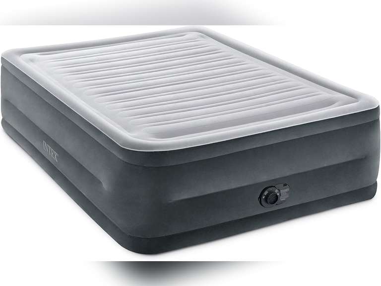 Intex 64417ED 22in Queen Dura-Beam Comfort Plush High-Rise Inflatable Air Mattress with Built in Pump for Travel and Camping, 600lb Weight Capacity 68