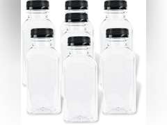 Blue Sky Clear Plastic Bottles with Lids - 12oz, Pack of 7 Disposable Serveware, Perfect for Parties & Events 14