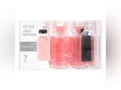 Blue Sky Clear Plastic Bottles with Lids - 12oz, Pack of 7 Disposable Serveware, Perfect for Parties & Events 14