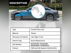 1 Pair Front Section Fender Liners Compatible with Audi A6 Quattro S6 2012-2015 Replace# 4G0853888C 4G0853887C AU1243100 AU1242100 LH & RH Front Section Wheel Fender Flare 73