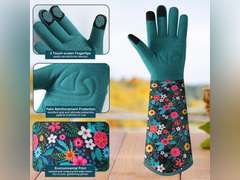 (Similar model)Gardening Gloves for Women, Breathable Long Garden Gloves with Grip, Thorn-Proof Leather Work Gardening Gloves M 13
