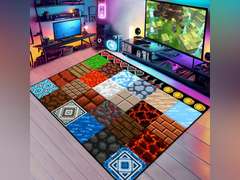 Game Rug Teen Boys Carpet with Pixel Game Element Decoration, 8 Bit Old Game Rugs for Boy s Bedroom Living Room Playroom, Non-Slip Children Gaming Area Rugs (79" x 59") 90