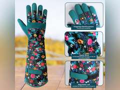 (Similar model)Gardening Gloves for Women, Breathable Long Garden Gloves with Grip, Thorn-Proof Leather Work Gardening Gloves M 13