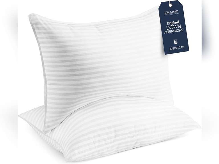 Beckham Hotel Collection Bed Pillows Standard / Queen Size Set of 2 - Down Alternative Bedding Gel Cooling Pillow for Back, Stomach or Side Sleepers 60