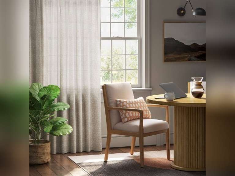 54"x84" Light Filtering Printed Farrah Curtain Panel Cream - Threshold 30